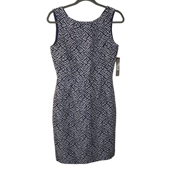 NWT Tahari Navy Blue & White Cutout Back Sheath Party Career Aileen Dress Size 6 - Picture 1 of 9